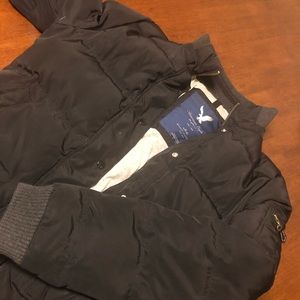 American Eagle black puffy coat.